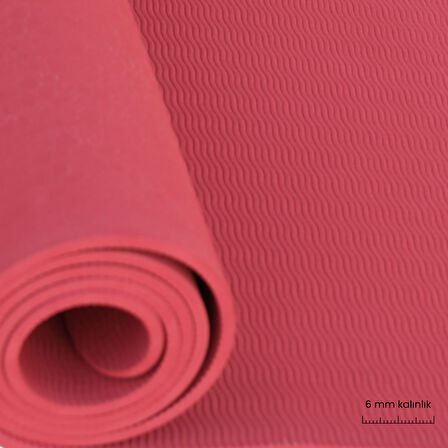 Rebuwo Çift Çizgi Tasarımlı Armonia Collection Yoga Pilates Matı 6mm Kaymaz Hafif Taşınabilir - Bordo